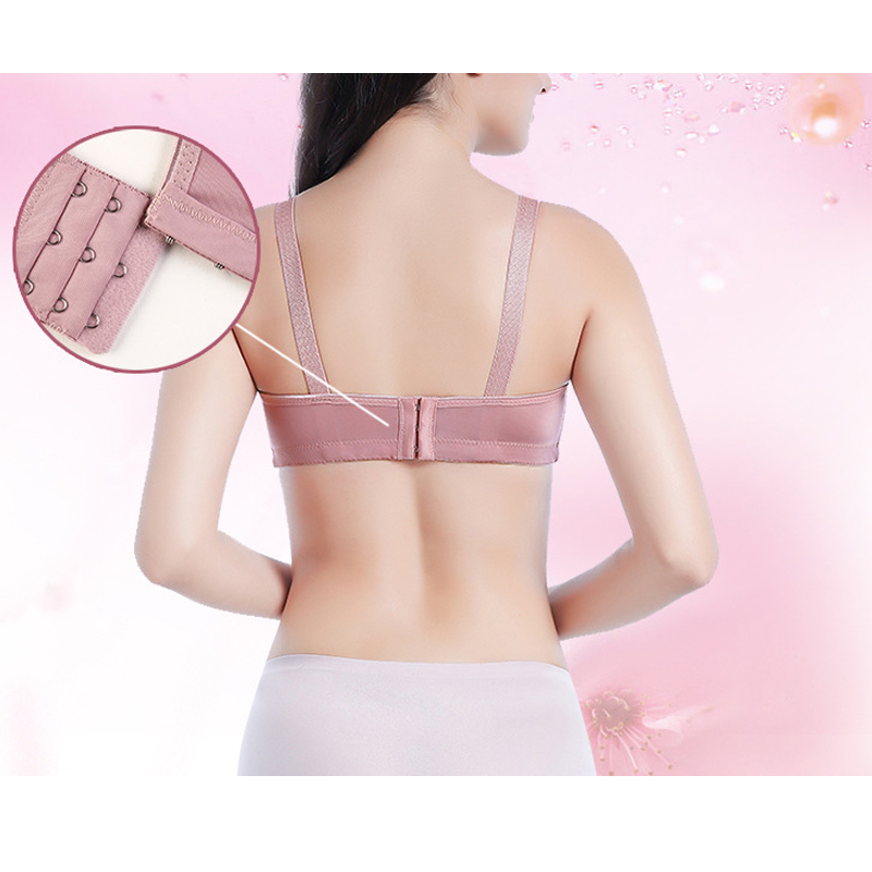 Classic Smooth Gathering Side Bra Without Steel Ring Ladies Front Clasp  Brassiere Daily Casual Breathable Underwear